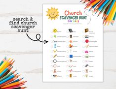 Church Scavenger Hunt for Kids, Sunday School Game, Indoor Scavenger Hunt, Fun Church Activity for Kids, Christian Church Party Games - Etsy Church Scavenger Hunt Ideas For Kids, Church Scavenger Hunt, Indoor Scavenger Hunt, Kids Worship, Primary Activity, Sunday School Games, Primary Activities, Vbs Ideas, Scavenger Hunt For Kids