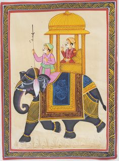 Mughal Miniature, Elephant India, Mughal Miniature Paintings, Painted Wall Decor, King Painting, Mughal Art Paintings, Wedding Wall Art, India Painting, Indian Art Gallery