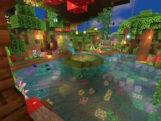 a large room filled with lots of plants and flowers on the floor in minecraft