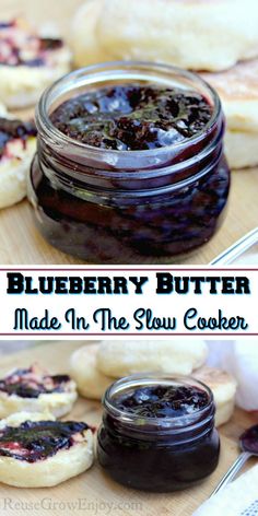 blueberry butter made in the slow cooker is an easy and delicious dessert recipe