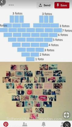 a heart made out of photos with the words 3 fotos and 5 fotos