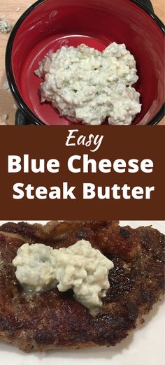 easy blue cheese steak butter recipe with text overlay