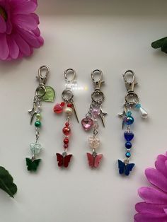 Y2k Keychain, Fairycore Butterfly, How To Make Keychains, Red Keychain, Keychain Kawaii, Butterfly Keychain, Cute Keychains, Cottagecore Jewelry, Blue Keychain