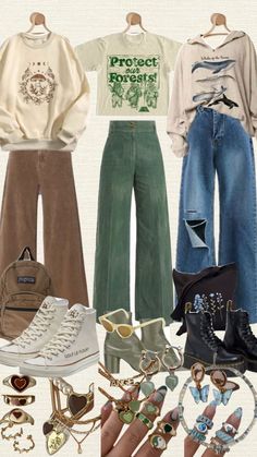 vetement stylé Earthy Retro Aesthetic, Clothes Collage Aesthetic, Colorful Earthy Outfits, New Aesthetic Style, Indiecore Aesthetic Outfits, Style Boards Aesthetic, Summer Outfits Moodboard, Earth Day Outfit Ideas, Outfits Collage Aesthetic