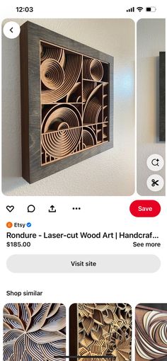 an image of some wood art on the app store's facebook page, which is showing