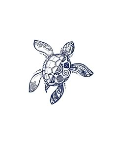 a drawing of a sea turtle with intricate designs on it's back and sides