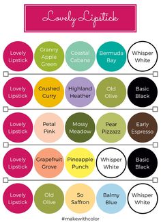 the color scheme for different shades of paint and their names in english, spanish, and german