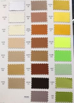 color swatches with different colors and sizes for the same fabric, including yellow, green,