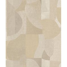 a beige and white wallpaper with abstract shapes