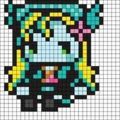 Pixel Art Pattern Monster High, Perler Pixel Art, Pixel Art Pattern Characters, Detailed Perler Bead Patterns, Perler Bead Patterns Monster High, Perler Bead Patterns Grid, Cute Perler Patterns, Perler Beads Designs Pattern