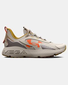 the men's react running shoe in white and orange