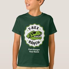 T-Rex Ranch Park Ranger Dark Kids T-Shirt - tap, personalize, buy right now! #parkranger #trexranch #toylabtv Rangers Shirt, White Shop, Cute Shirts, Silhouette Cameo, Boy's Clothing