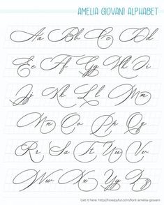 the upper and lowercase letters are handwritten in cursive handwriting, which is also