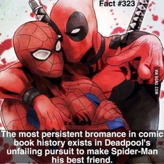 spider - man and deadpool are hugging in front of the caption that says,