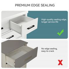 the drawer is open and there are instructions for how to use it in this cabinet