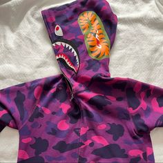 Brand New Worn 1-3x. Authentic Size Small Bape Shark Rose, Purple Bape Sweater, Bape Abc Shark Full Zip Hoodie Pink, Bape Shark Pink, Purple Bape Hoodie, Bape Purple, Hoodie Bape, Bape Sweater, Bape Shark Hoodie