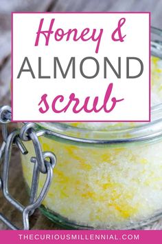 Looking for an easy face scrub recipe for acne? This post has a diy almond and honey facial scrub recipe which will treat your acne and oily skin, giving you a soft and supple skin. Use this exfoliating face scrub recipe for lightening the skin and giving a natural glow. This homemade facial scrub will reduce your blemishes and give you a clear skin. #diybeauty #diy #scrub #exfoliating #oilyskincare Sea Salt Scrub Recipe, Homemade Salt Scrub, Facial Scrub Recipe, Lemon Facial, Salt Scrub Diy, Salt Face Scrub, Face Scrub Recipe, Salt Scrub Recipe, Diy Honey