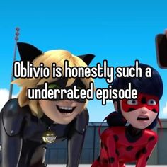 two cartoon characters with caption that reads, oblivo is honesty such a underrated episode