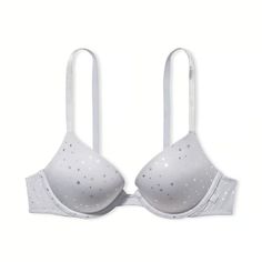 Brand New With Tags Victoria Secret Brand Very Sexy Collection "Silver Star Shimmer" Tee Push -Up Bra Padded/Underwired Adjustable Straps Back Closure (Hook & Eye) Silver-Color Size-40c Silver Fitted Bra For Party, Fitted Silver Bra, Push Up Pads, Everyday Bra, Padded Bras, Foil Print, Silver Stars, Base Layer, Push Up Bra