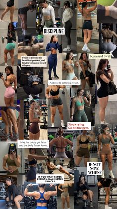 a collage of photos showing different types of women in bikinis and shorts, with the