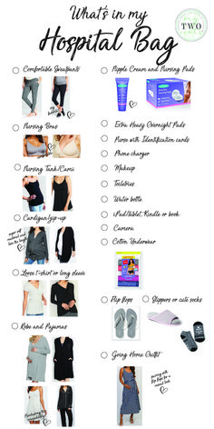 an info sheet describing what to pack in my hospital bag and how to use it