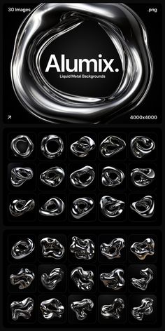 an image of some shiny metal objects in the shape of swirls and circles on black background