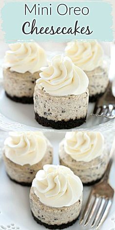 mini oreo cheesecakes on a white plate