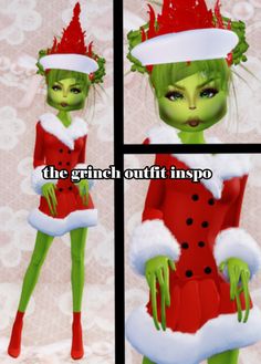 the grinch outfit is inspired by her own character, she's green and red