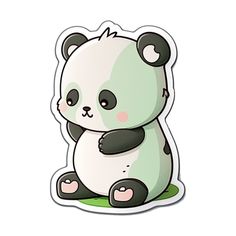 a sticker with a panda bear sitting on top of it's back legs