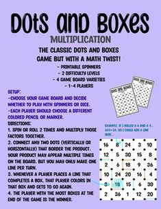 an instruction book on how to play the game dots and boxes with instructions for each player