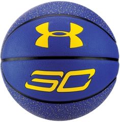 a blue and yellow basketball with the number 50 on it's side, against a white background