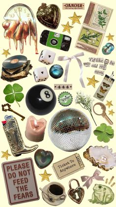 a collage of various items that are in the shape of a heart and stars