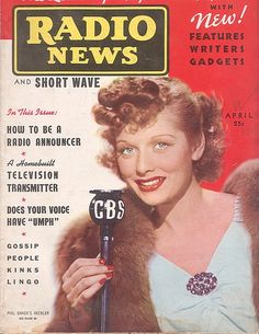 an old radio news magazine cover with a woman holding a microphone