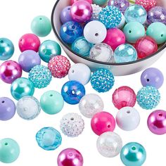 PRICES MAY VARY. Bubblegum Beads: Consist of rhinestone beads, solid glaze beads, popcorn bead, section round bead and oval beads, enough styles to create original crafts, vibrant color will make you more happy and lucky. Package Include: You will receive 50pcs chunk beads, about 19.5~20x18~19mm, hole: 2.5~2.8mm, in larger size and convenient to use, ideal to share with your family, great for developing imagination and creativity. These large beads with big hole are perfect for making DIY pens for back to school. Reliable Material: Made of high quality acrylic, durable and lightweight, shinny and bright, suitable size will make a gorgeous look, ideal for earrings and big statement necklaces on daily travel party wearing. DIY Crafts: Thread them with crackle beads, or pendants to make elega Bright Jewelry, Gift Coupon, Keychain Craft, Easter Jewelry, Candle Base, Elegant Vases, School Jewelry, Focal Beads