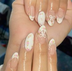 Love Shack Fancy Nails, Banquet Nails, Maddies Nails, Bridgerton Nails, Europe Nails, French Tip Gel Nails, Luv Nails, Painting Nails, Simple Gel Nails