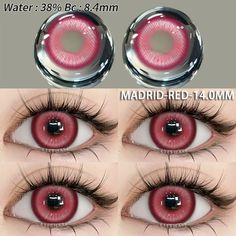 Brand Name: EYESHARE Material: HEMA Certification: CE External Testing Certification: ce Item Type: Color Contact Lenses Model Number: MCK1 Package Quantity: TWO PIECES Contact Lenses Type: Yearly Disposable Diameter (mm): 14.0-14.5mm Thickness(mm): 0.04-0.06 mm Life Span: Yearly Disposable Contacts Lenses Expiration time: 5 Years (before opened) Diopters: Non prescription lenses Color contact lens type: Circle Color Lenses Feature: helps change the color of pupils Use Occasion: For party&daily wear EYESHARE 1pair Halloween Cosplay Color Contact Lenses Pink Eye Contacts Anime Red Lenses Purple Lenses Beauty Makeup Eye Lens Specification: Series: MADRID、NEBULA、PURE Water content: 38% Diameter: 14.0-14.5mm Optical centre thickness: 0.08mm Main material: HEMA Base curve radius: 8.4-8.5mm Lens Nezuko Contact Lenses, Pink Eye Contacts, Pink Contact Lenses, Red Contact Lenses, Pink Contacts, Cool Contacts, Purple Lenses, Contacts Lenses