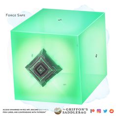 an image of a green cube that is in the air