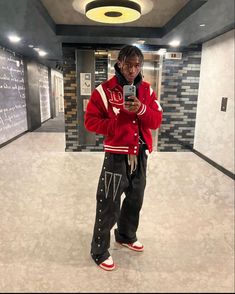 Men Red Outfit Street Styles, Lucius Firmin, Streetwear Outfit Men, Men Streetwear Outfits, Tuff Fits, Mens Streetwear Outfits, Red Street, Red Outfits