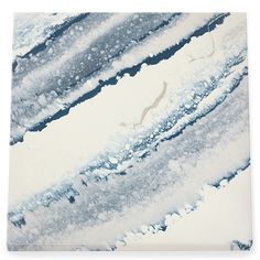 an abstract painting with white and blue colors on the bottom, in shades of gray