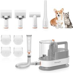 an electric pet grooming machine with all the attachments and tools needed for it