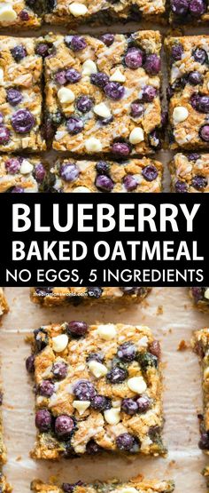 blueberry baked oatmeal bars with no eggs, 3 ingredients on top