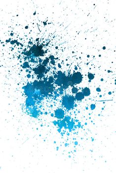 blue ink splattered on white paper, with space for text or an image