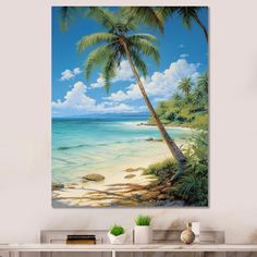 This beautiful "Palm Trees Palms I" wall art is printed on premium quality cotton canvas using the finest fade-resistant ink. We offer a versatile range to cater to your unique aesthetic preferences. The canvas is stretched tautly over a sturdy wooden frame, giving your artwork a sleek, borderless appearance. For those who desire a touch of elegance and depth, our canvas art is the ideal choice. The canvas is delicately mounted, creating a striking visual contrast between the artwork and the fra Tela, Palm Tree Aesthetic, Palm Tree Pictures, Tree Pictures, Floral Wall Art Canvases, Watercolor Ocean, Minimalist Artwork, Floral Canvas, Tree Canvas