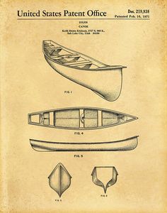 an old paper drawing of a boat and its plans for the united states patent office