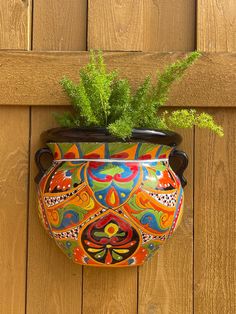 a potted plant sitting on top of a wooden fence