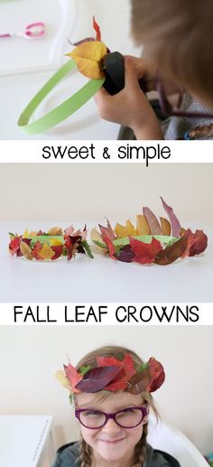 Kids Leaf Art, Nature Crafts For Kids, Bring Nature Indoors, Leaf Crown, Imaginary Play, Autumn Activities For Kids