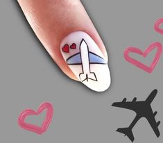 Airplane Nails Design, Airplane Nail Art, Disney Acrylic Nails, Airplane Party, Happy Nails, Nails Today, Nail Art Designs Diy, July Nails