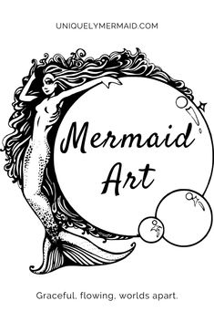 the mermaid art logo is shown in black and white, with an oval frame above it