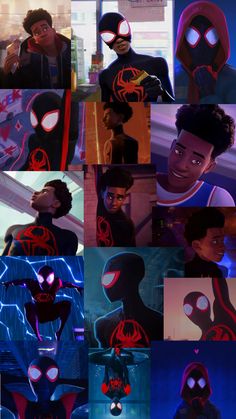 spider - man into the spider - verse collage with many different faces and expressions