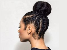 8 Gym Hairstyles That Could Withstand Even The Toughest Workouts Cornrow Braid Styles, Growing Out Bangs, Twist Cornrows, Cornrow Ponytail, Top Knot Bun, Knot Bun, Jhene Aiko